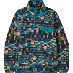 Patagonia Men's LW Synch Snap-T P/O -Patagonia Store fw2324 patagonia menslwsynchsnaptpo fitzroypatchworkbelayblue