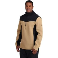 Spyder Men's Encore Half Zip Fleece Jacket -Patagonia Store fw23 spyder mensencorehalfzipfleecejacket blacktannin 1